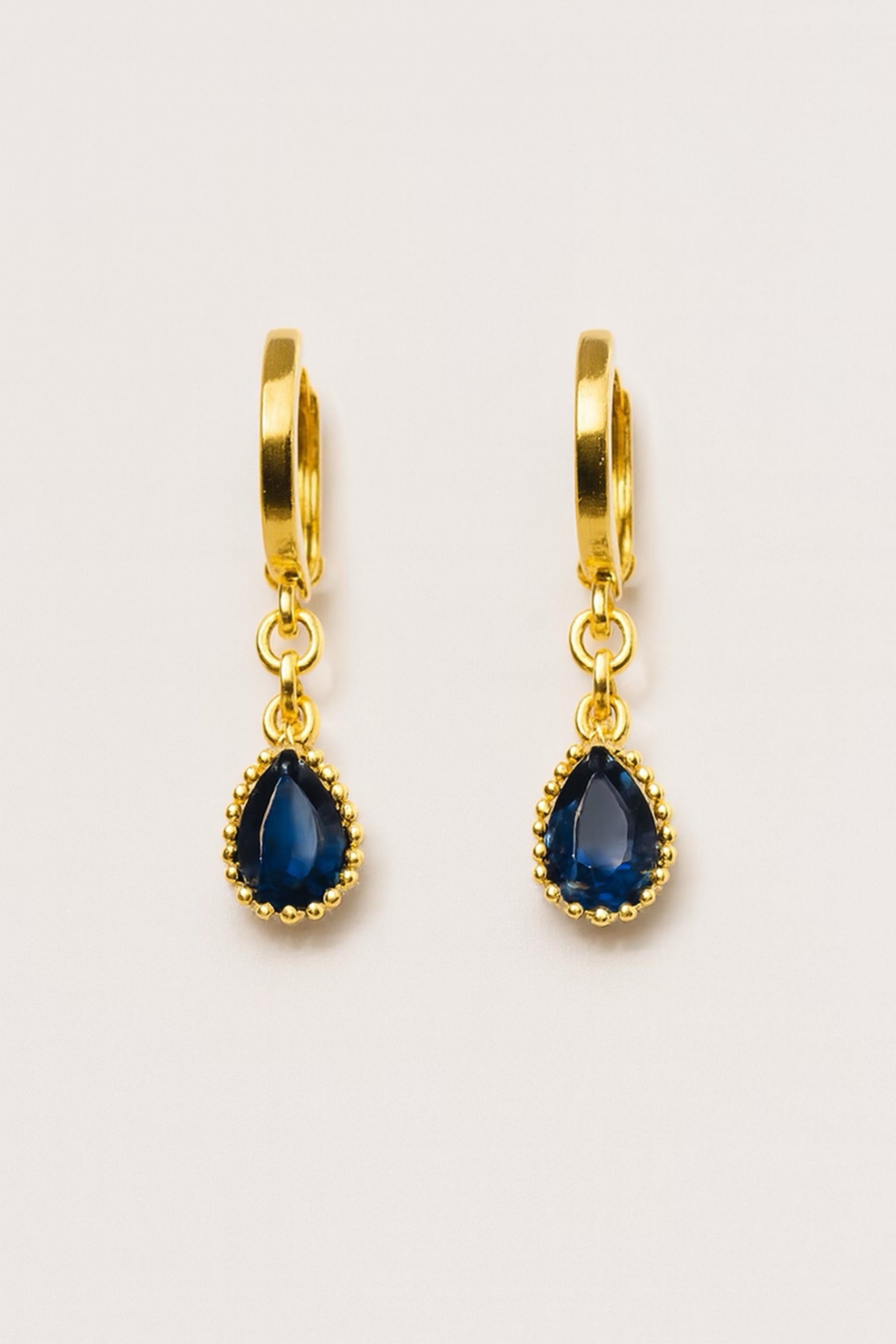 Örhängen Rostfritt Stål - Guldpläterade med Blå Sten