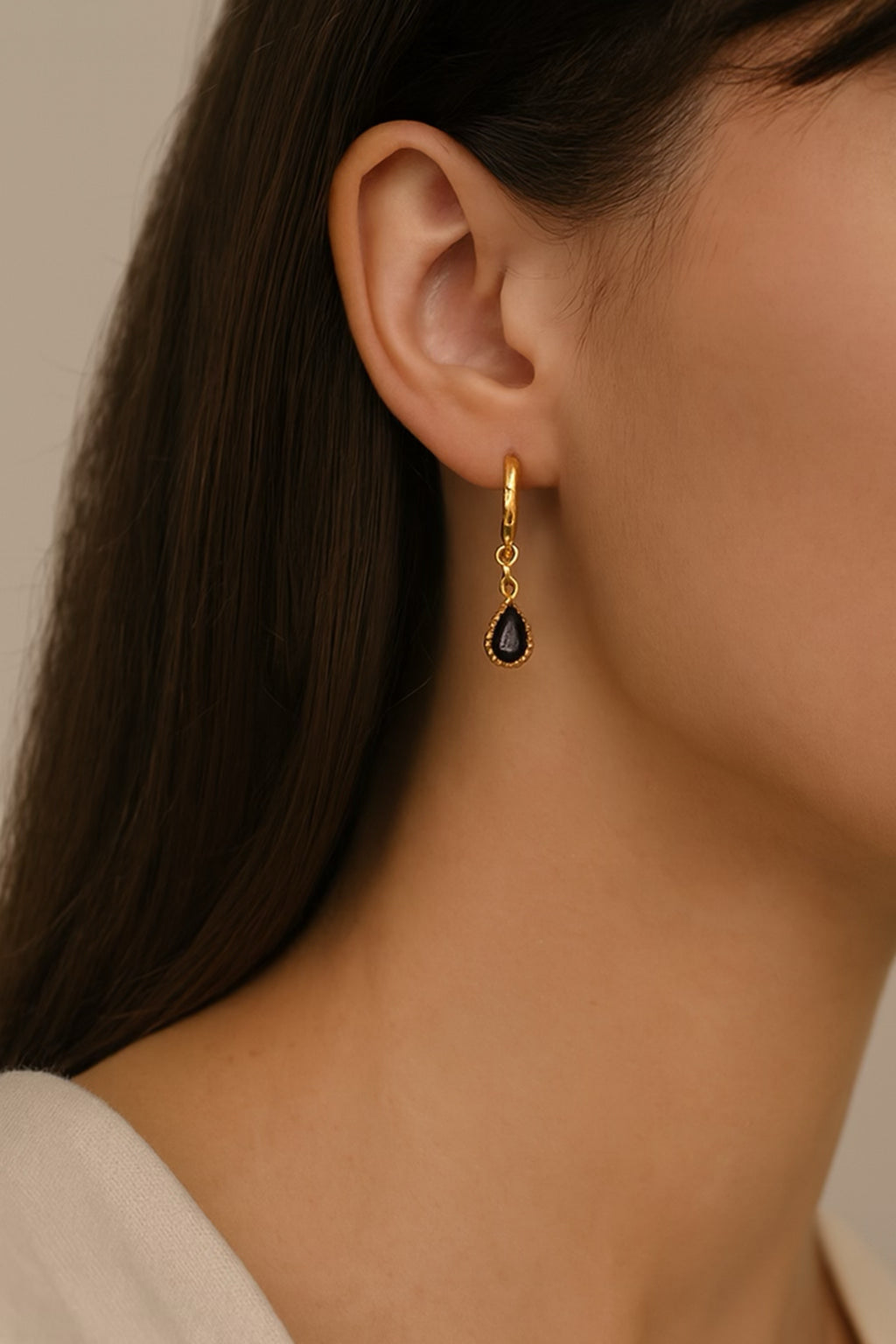 Örhängen Rostfritt Stål - Guldpläterade med Blå Sten