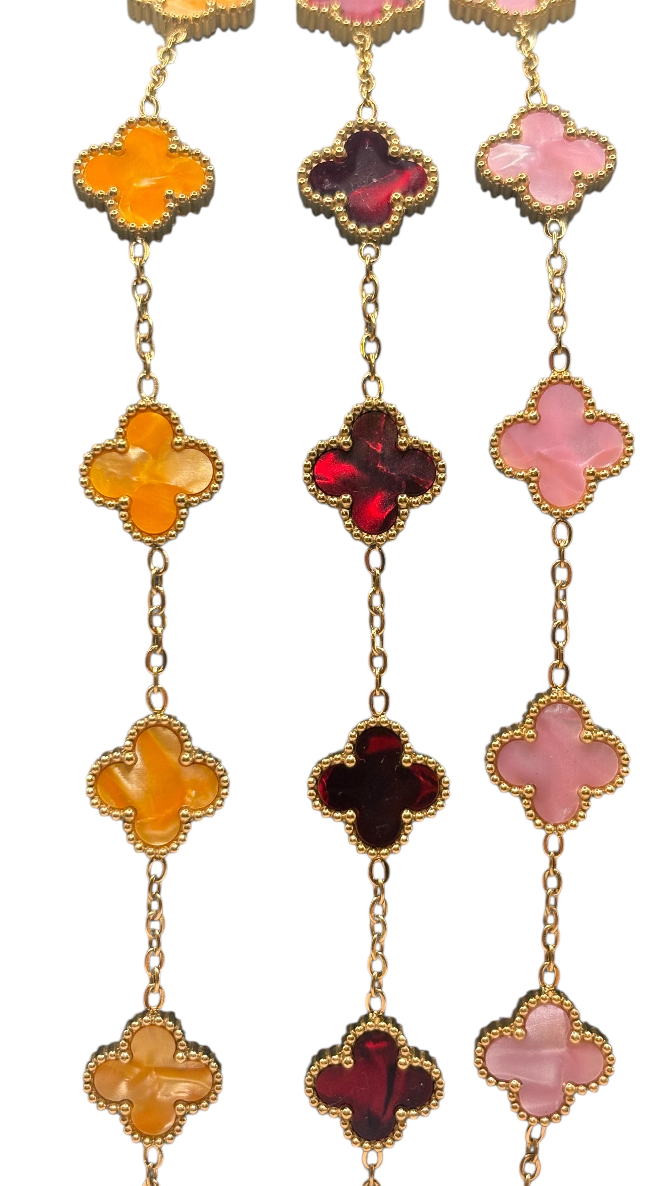 Guldpläterat Armband med 5 Klöverblad - Rostfritt Stål