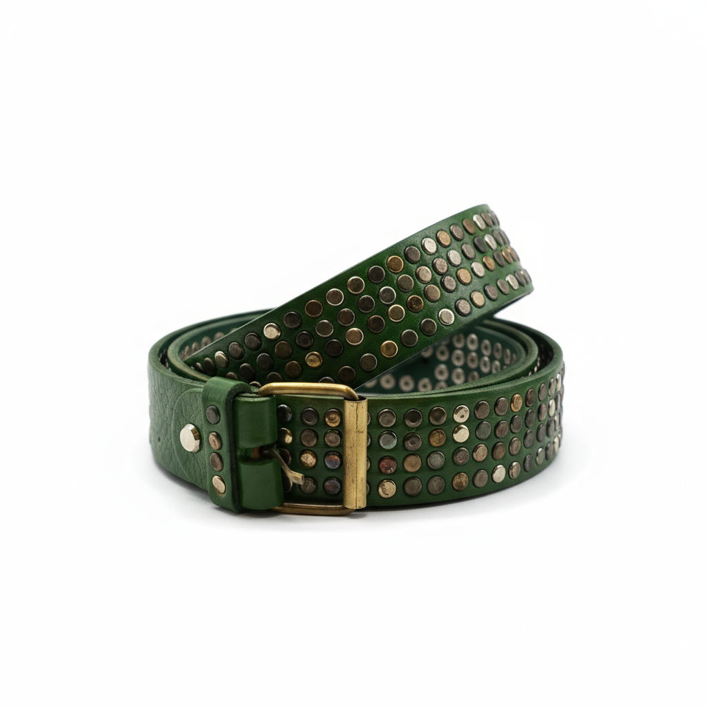 Handgjort Läderbälte - Grönt Äkta Läder